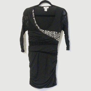 Bodycon lace black mini dress